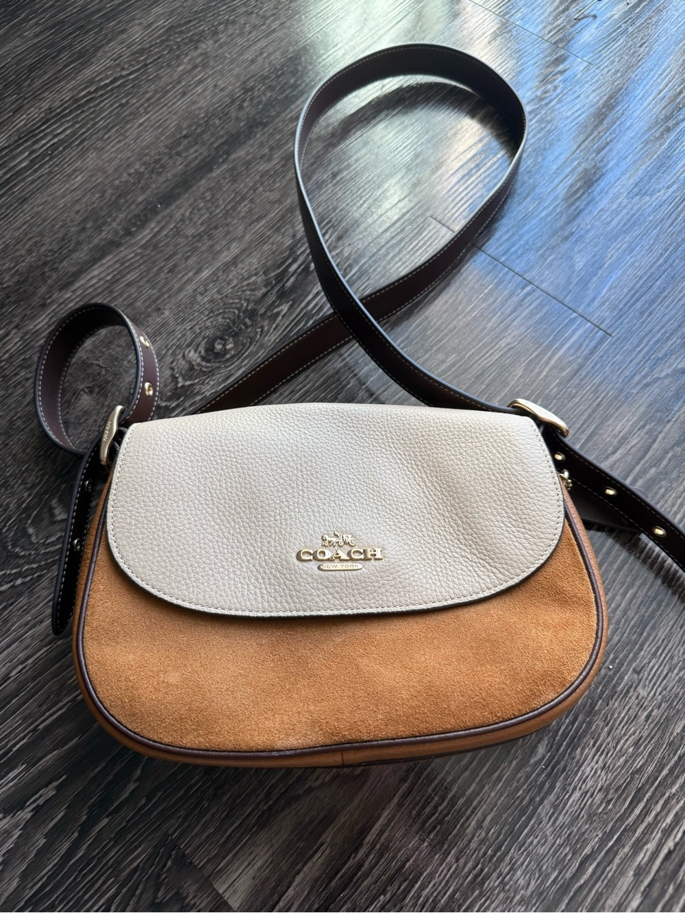 COACH Two-Tone colorblock macie saddle bag
